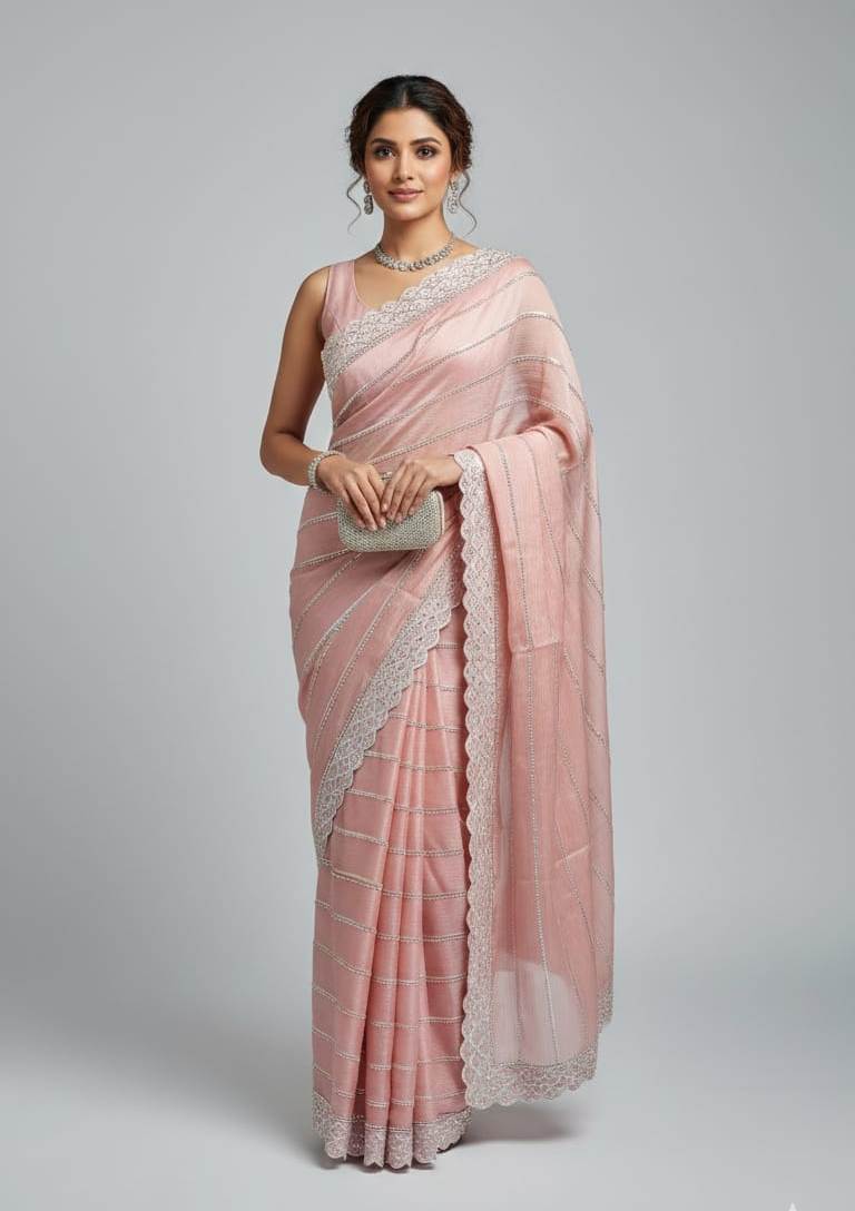 Baby Pink jimmy chu Saree