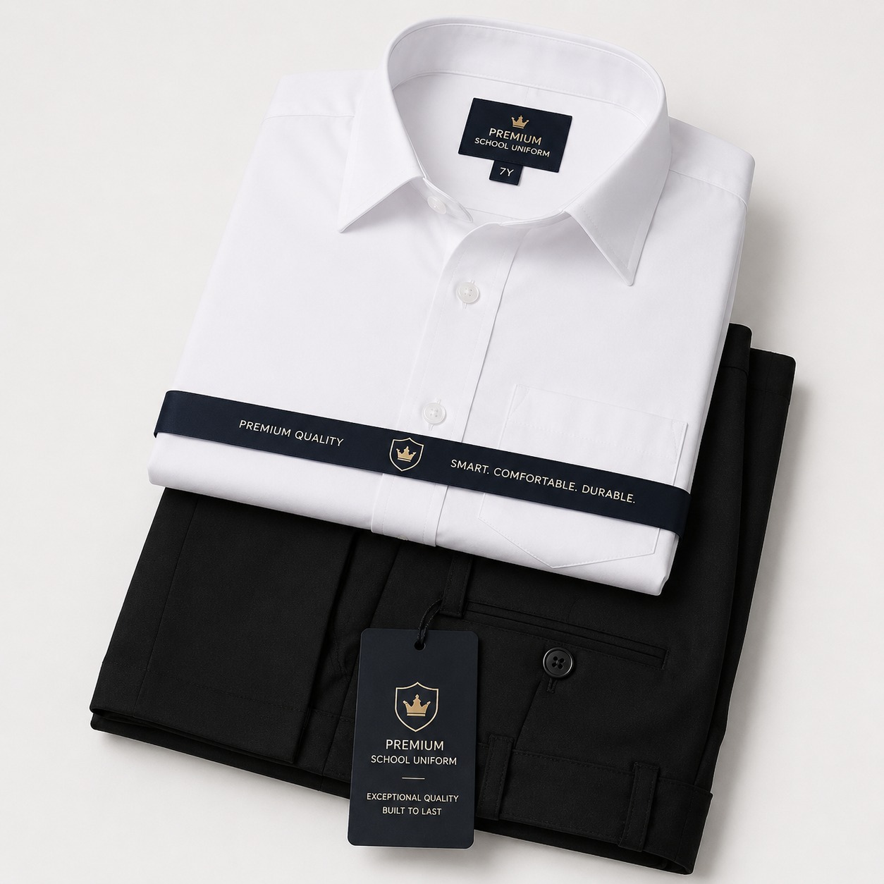 Children academy school uniform (White half shirt and black full pant) - Buy Online