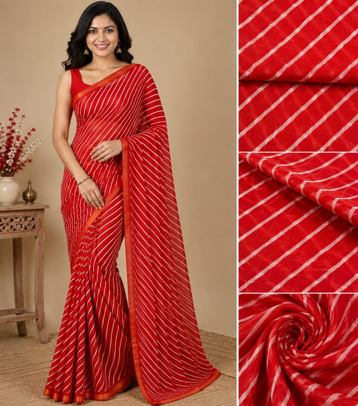 Daily wear chiffon saree without blouse - Buy Online