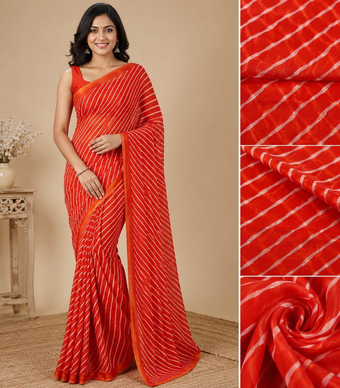 Daily wear chiffon saree without blouse - Buy Online